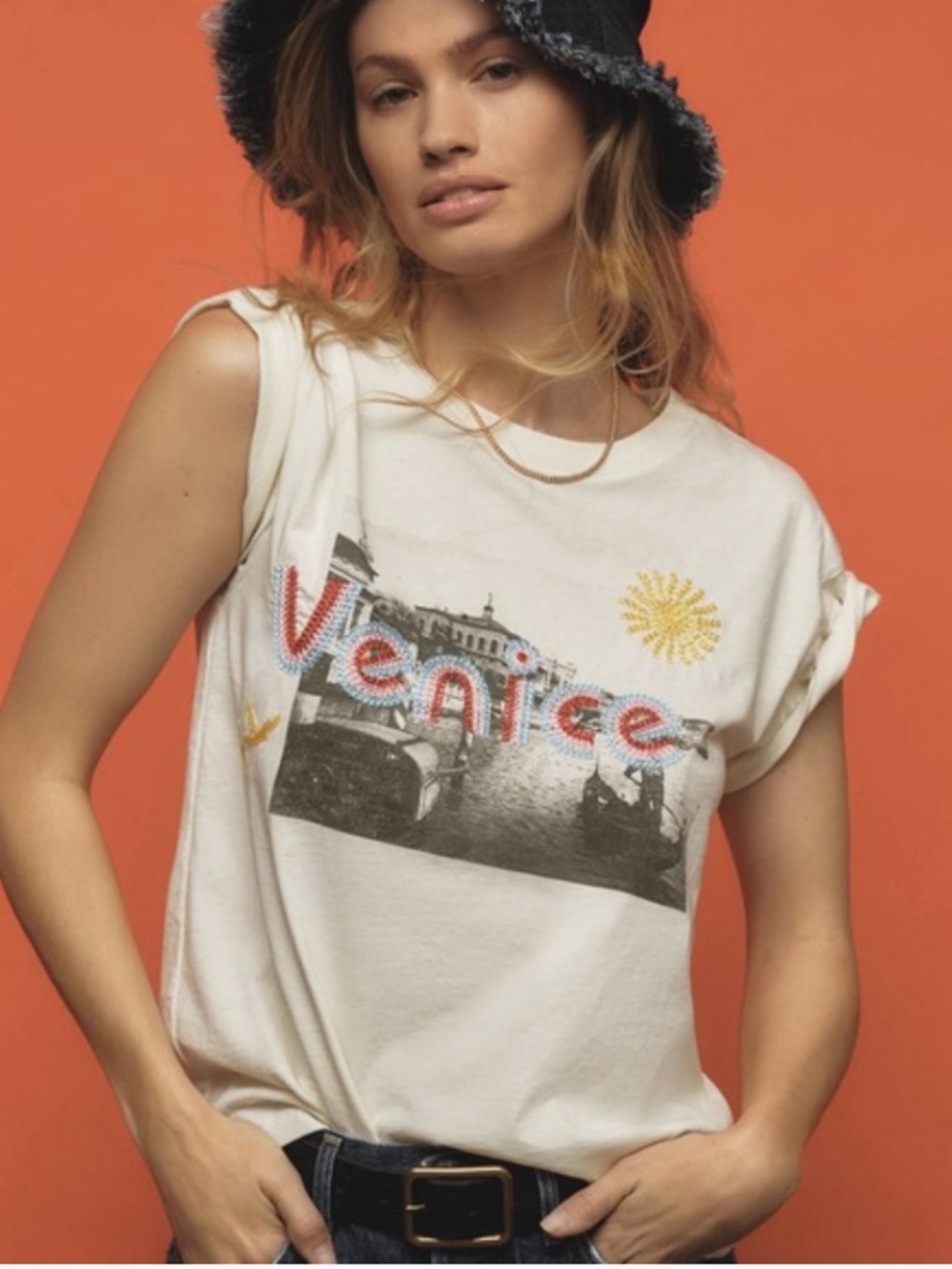 Anthropologie Venice Letluv Embroidered City Graphic Tee